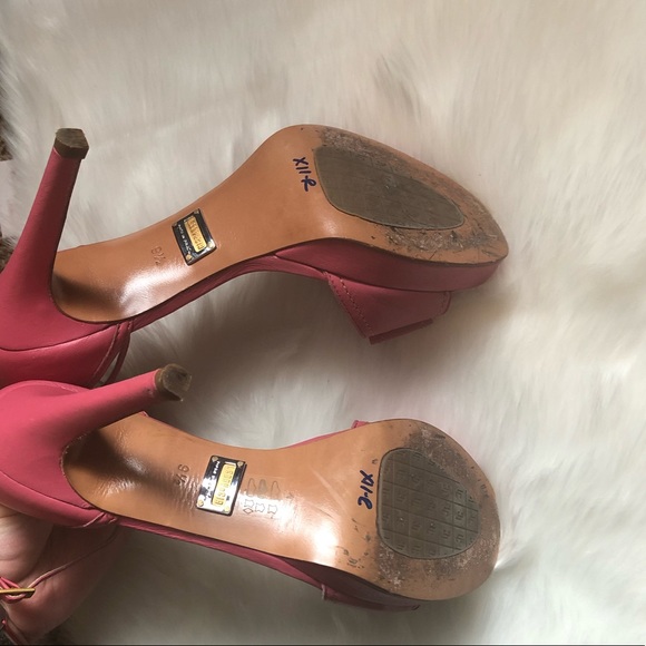LENNY E CIA Pink Leather Bow Heeled Sandals/Heels - Picture 6 of 7